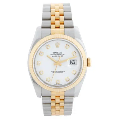 Pre-owned Rolex Datejust Men's 2-tone Factory Diamond Dial Watch 116233 In Multi
