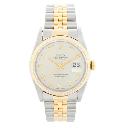 Pre-owned Rolex Datejust Men's 2-tone Silver Diamond Watch 16233 In Multi
