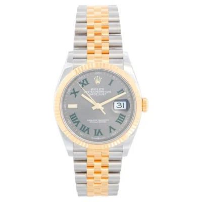 Pre-owned Rolex Datejust Men's 2-tone Watch 126233 Wimbledon Dial In Multi