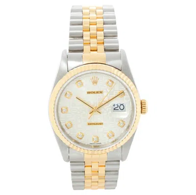 Pre-owned Rolex Datejust Men's Jubilee Silver Diamond Dial 2-tone Watch 16233 In Multi