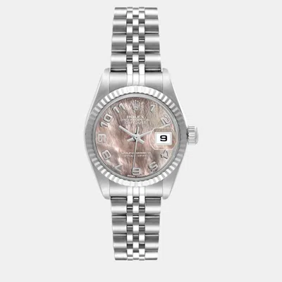 Pre-owned Rolex Datejust Mop Dial White Gold Steel Ladies Watch 79174