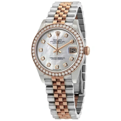 Rolex Datejust Mother Of Pearl Diamond Dial Automatic Ladies Steel And Everose Gold Jubilee Watch 27