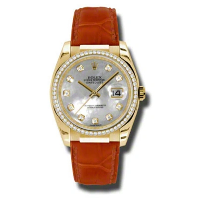 Rolex Datejust Mother Of Pearl Diamond Dial Red Leather Ladies Watch 116188wmdl