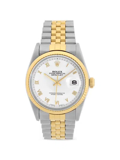 Pre-owned Rolex Datejust Oyster Perpetual Fluted 36mm In White