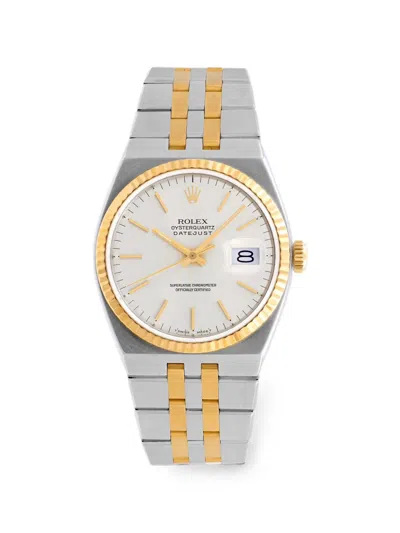 Pre-owned Rolex Datejust Oysterquartz 36mm Watch In 白色