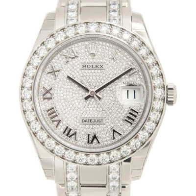 Rolex Datejust Pearlmaster 39 Automatic Chronometer Diamond Silver Dial Watch 86289drpm In Metallic