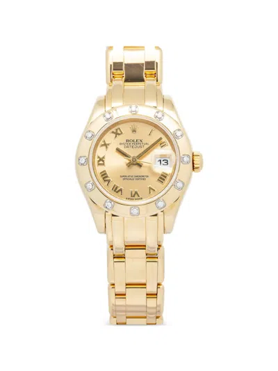 Pre-owned Rolex Datejust Pearlmaster Diamond 29mm Watch In Gold