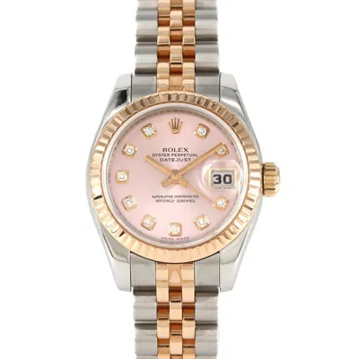 Pre-owned Rolex Datejust Pink Gold Stainless Steel Wristwatch ()