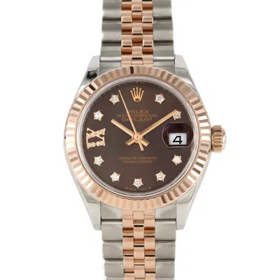 Pre-owned Rolex Datejust Pink Gold Stainless Steel Wristwatch () In Brown