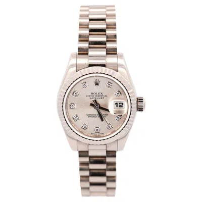 Pre-owned Rolex Datejust President Bracelet 26mm 18k White Gold Factory Diamond Dial