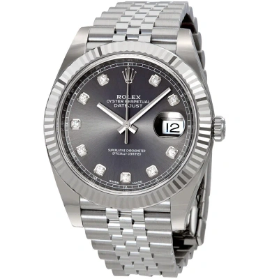 Rolex Datejust Rhodium Diamond Dial Automatic Men's Watch 126334rdj In Gold / Gold Tone / Rhodium / White