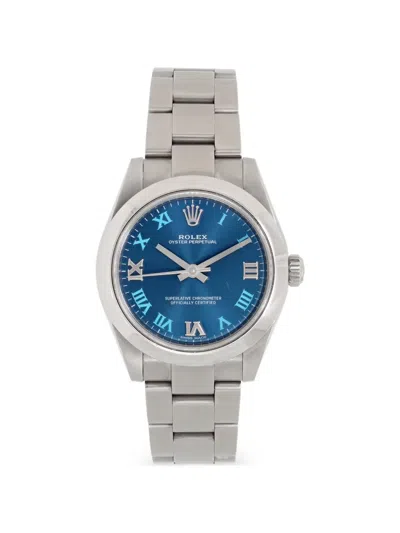 Pre-owned Rolex Datejust Roman 31mm In Blue