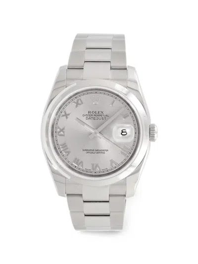 Pre-owned Rolex Datejust Roman Numerals 36mm Watch In Silver