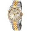 ROLEX ROLEX DATEJUST SILVER DIAL AUTOMATIC STAINLESS STEEL AND 18 CARAT YELLOW GOLD LADIES WATCH 116243SJD