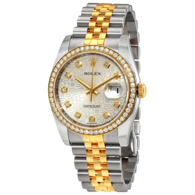 Rolex Datejust Silver Dial Automatic Stainless Steel And 18 Carat Yellow Gold Ladies Watch 116243sjd In Metallic