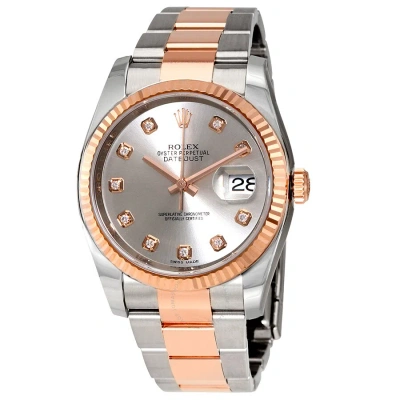 Rolex Datejust Silver Dial Diamond Steel And 18k Everose Gold Men's Watch 116231sdo In Metallic