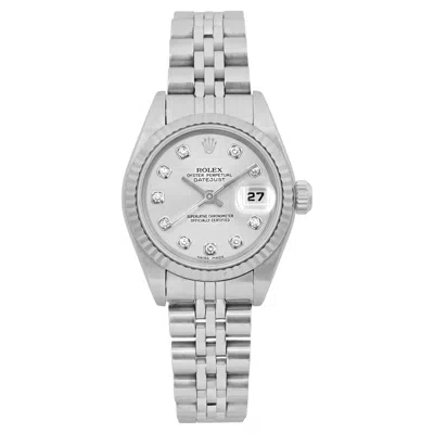 Pre-owned Rolex Datejust Silver Diamond Dial Steel Automatic Ladies Watch 79174 In Multi