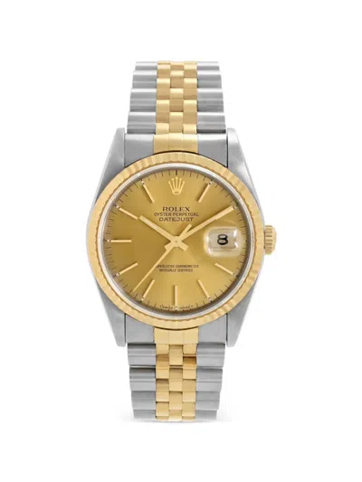 Pre-owned Rolex Datejust Stainless Steel Fluted 36mm In Gold