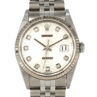 Pre-owned Rolex Datejust Stainless Steel Gold Wristwatch () In Silver