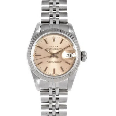 Pre-owned Rolex Datejust Stainless Steel Gold Wristwatch () In White