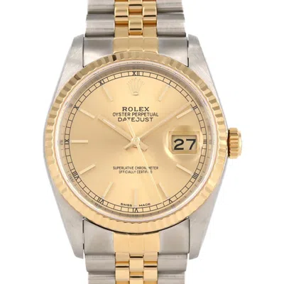 Pre-owned Rolex Datejust Stainless Steel Yellow Gold Wristwatch () In Multi