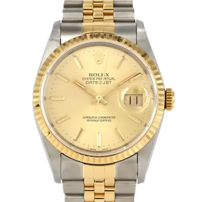 Pre-owned Rolex Datejust Stainless Steel Yellow Wristwatch () In Gold