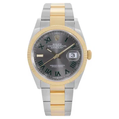 Pre-owned Rolex Datejust Steel 18k Yellow Gold Wimbledon Dial Automatic Watch 126233
