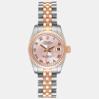 Pre-owned Rolex Datejust Steel Rose Gold Ladies Watch 26 Mm In Pink