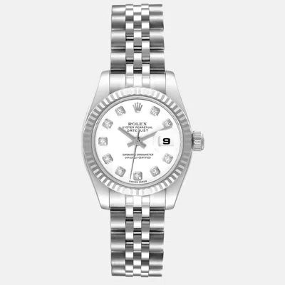 Pre-owned Rolex Datejust Steel White Gold Diamond Dial Ladies Watch 26 Mm