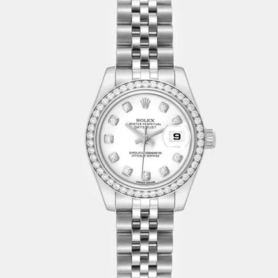 Pre-owned Rolex Datejust Steel White Gold Diamond Ladies Watch 26 Mm
