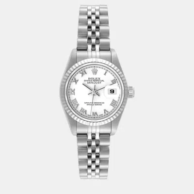 Pre-owned Rolex Datejust Steel White Gold Roman Numeral Ladies Watch 79174