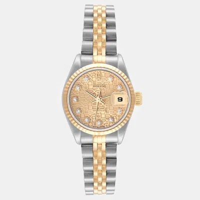 Pre-owned Rolex Datejust Steel Yellow Gold Anniversary Diamond Dial Ladies Watch 26 Mm