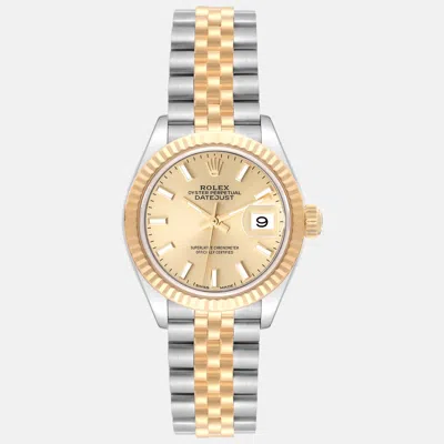 Pre-owned Rolex Datejust Steel Yellow Gold Champagne Dial Ladies Watch 28 Mm