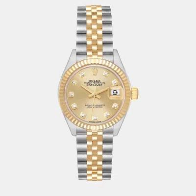 Pre-owned Rolex Datejust Steel Yellow Gold Diamond Dial Ladies Watch 28 Mm