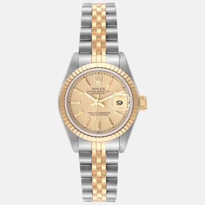 Pre-owned Rolex Datejust Steel Yellow Gold Tapestry Dial Ladies 26 Mm