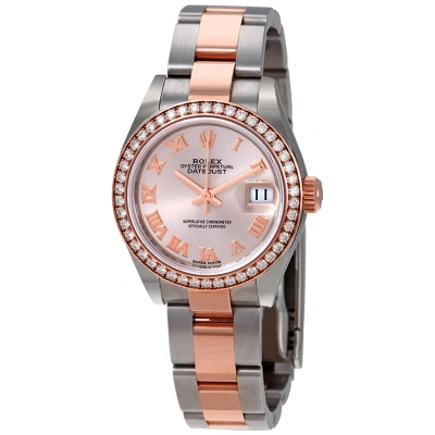 Rolex Datejust Sundust Dial Automatic Ladies Steel And 18k Everose Gold Oyster Watch 279381snro In Gray