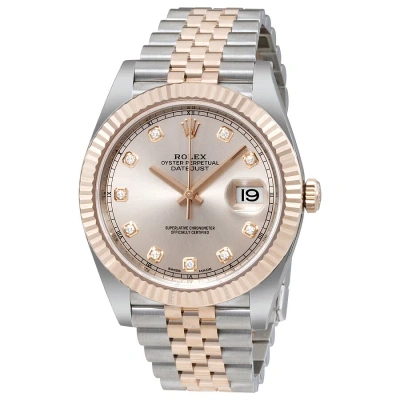 Rolex Datejust Sundust Diamond Dial Steel And 18 Everose Gold Men's Watch 126331sndj In Metallic