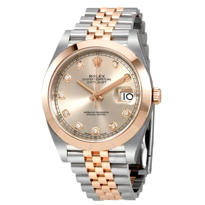 Rolex Datejust Sundust Diamond Steel And 18k Everose Gold Men's Watch 126301sndj In Metallic
