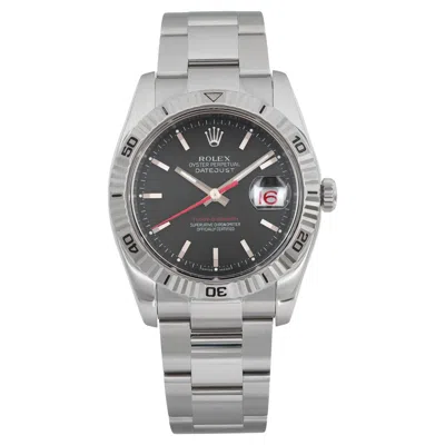 Pre-owned Rolex Datejust Turn-o-graph Steel Black Dial Automatic Men Watch 116264