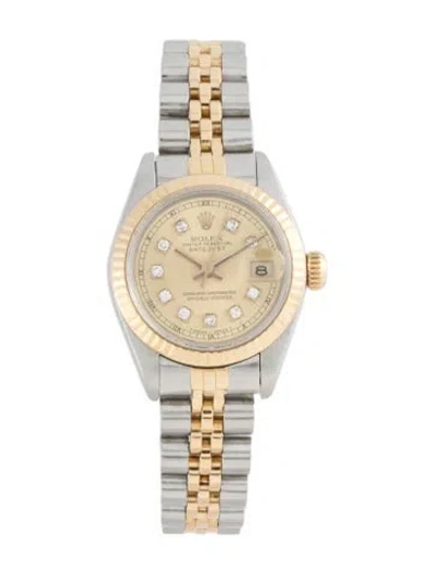 Pre-owned Rolex Datejust Watch, 26mm In Multicolor