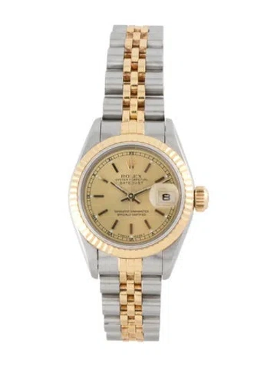 Pre-owned Rolex Datejust Watch, 26mm In Multicolor