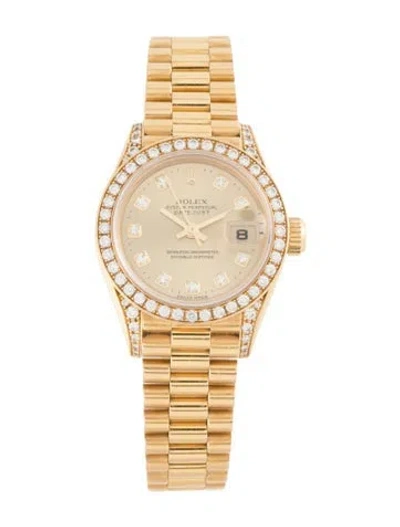 Pre-owned Rolex Datejust Watch, 26mm In Multicolor