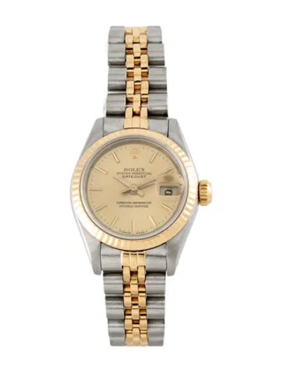 Pre-owned Rolex Datejust Watch, 26mm In Multicolor