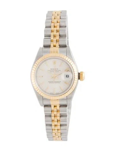 Pre-owned Rolex Datejust Watch, 26mm In Multicolor