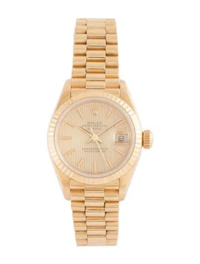 Pre-owned Rolex Datejust Watch, 26mm In Multicolor
