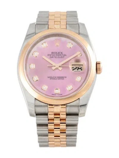 Pre-owned Rolex Datejust Watch, 36mm In Multicolor
