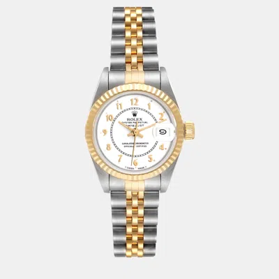 Pre-owned Rolex Datejust White Arabic Dial Steel Yellow Gold Ladies Watch 26 Mm