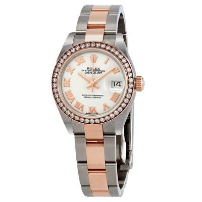 Rolex Datejust White Dial Automatic Ladies Steel And 18k Oyster Watch 279381wro In Burgundy