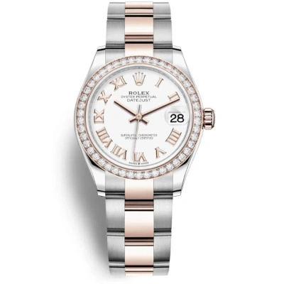 Rolex Datejust White Dial Automatic Ladies Steel And Everose Gold Oyster Watch 278381wro In Green