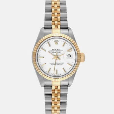 Pre-owned Rolex Datejust White Dial Steel Yellow Gold Ladies Watch 26.0 Mm